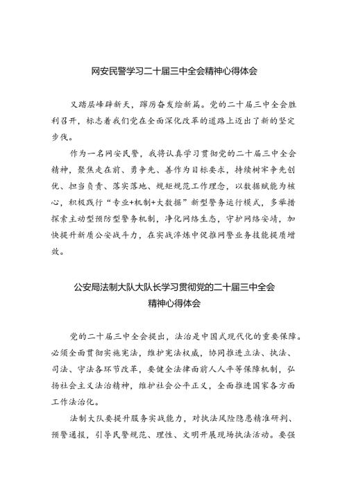 网安民警学习二十三中全会精神心得体会8篇供参考.docx
