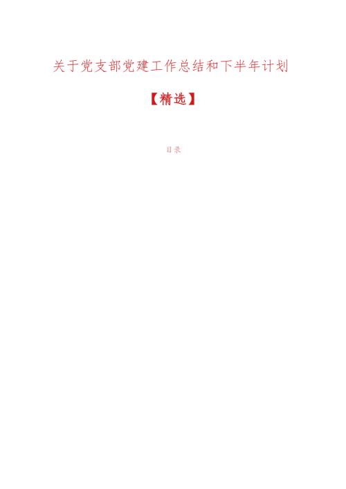 关于党支部党建工作总结和下半年计划(1).docx