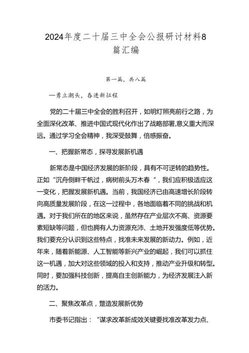 2024二十三中全会公报研讨材料8篇汇编.docx