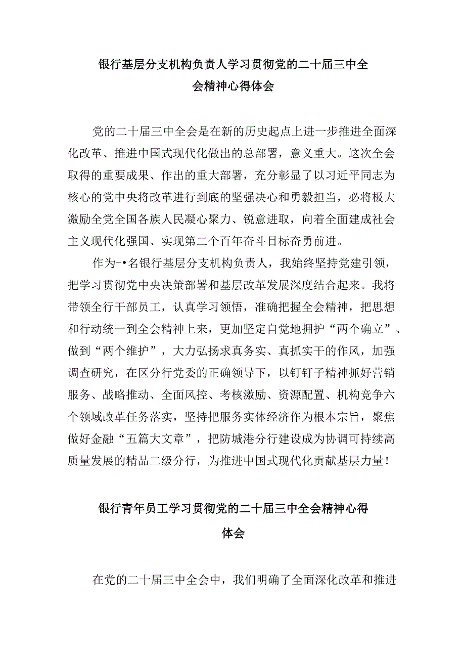 银行党支部书记学习贯彻党的二十三中全会精神心得体会8篇（精选）.docx_第3页