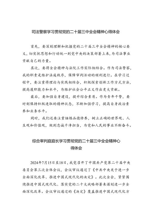 司法警察学习贯彻党的二十三中全会精神心得体会 （汇编8份）.docx