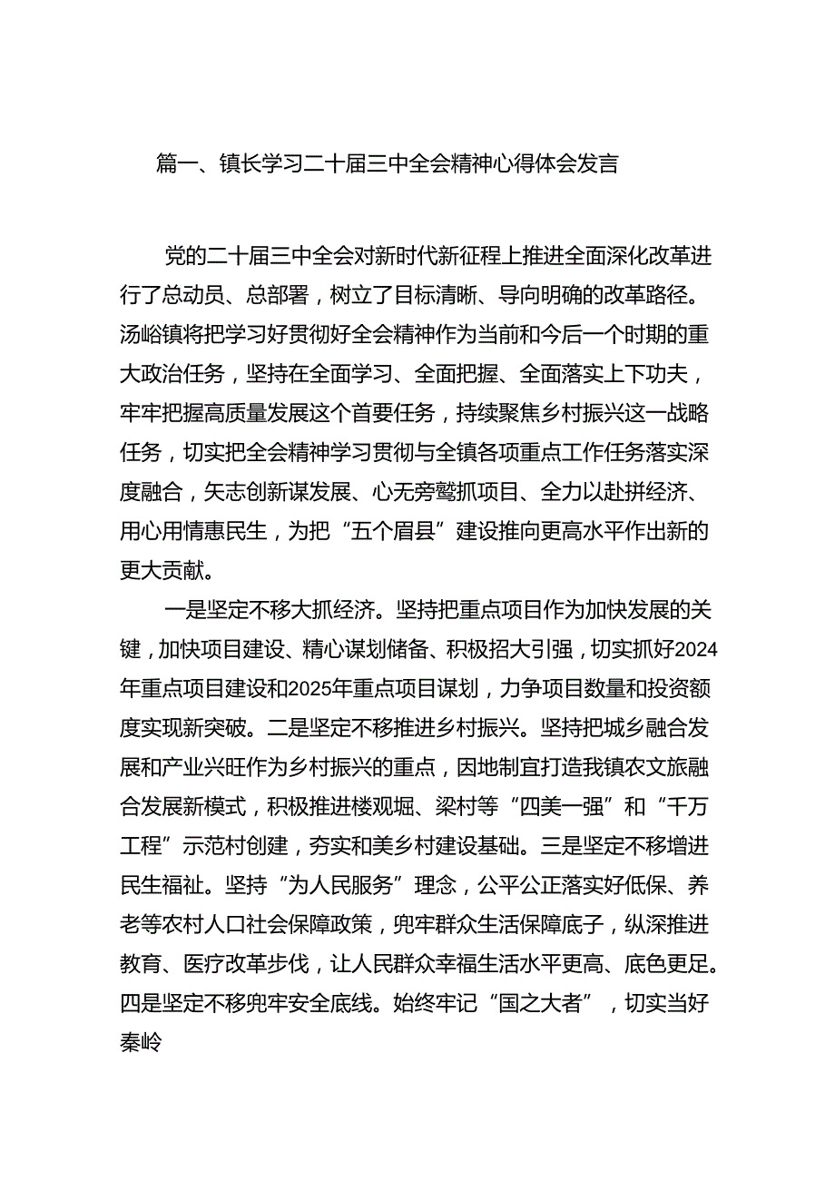 （15篇）镇长学习二十三中全会精神心得体会发言（详细版）.docx_第2页
