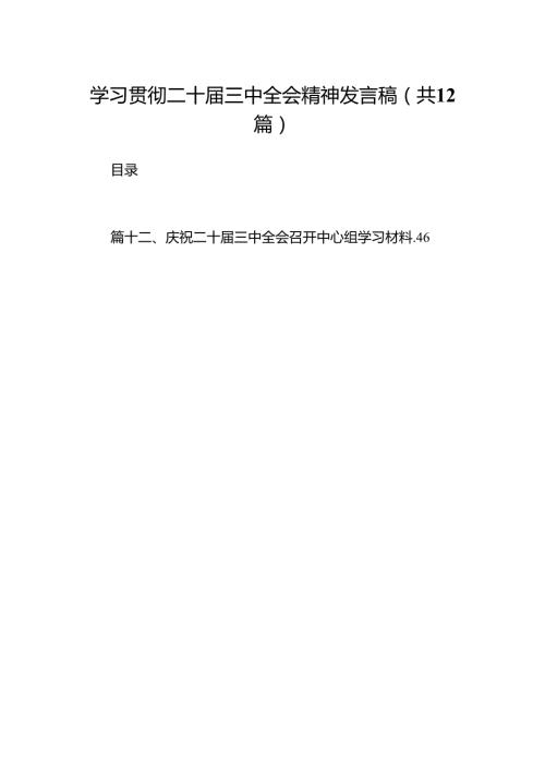 学习贯彻二十三中全会精神发言稿12篇（详细版）.docx