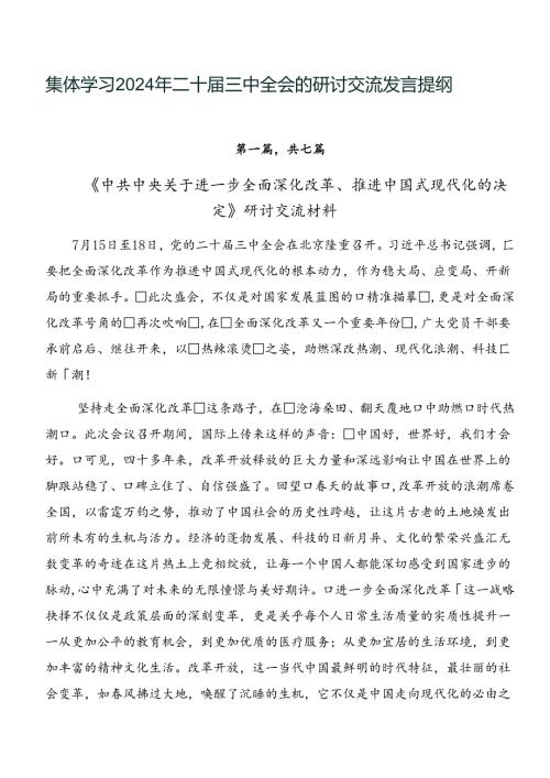 集体学习2024年二十三中全会的研讨交流发言提纲.docx