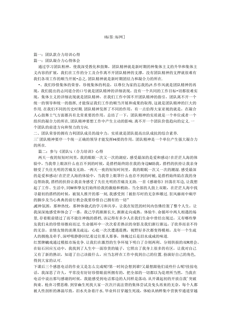 团队凝聚力培训心得体会.docx_第1页