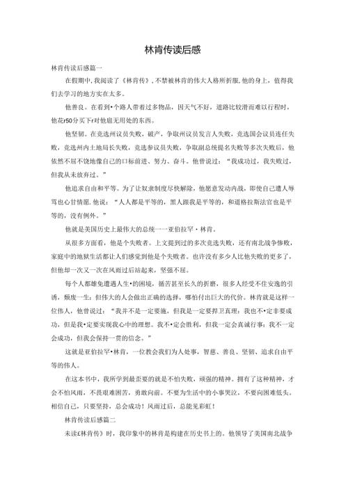 林肯传读后感.docx