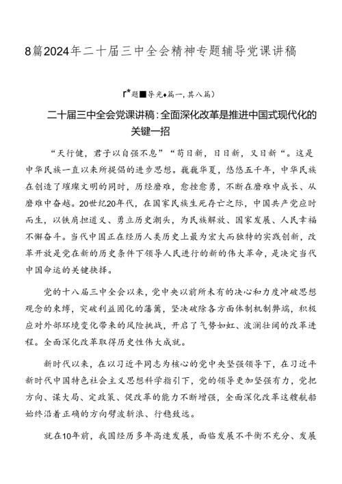 8篇2024年二十三中全会精神专题辅导党课讲稿.docx