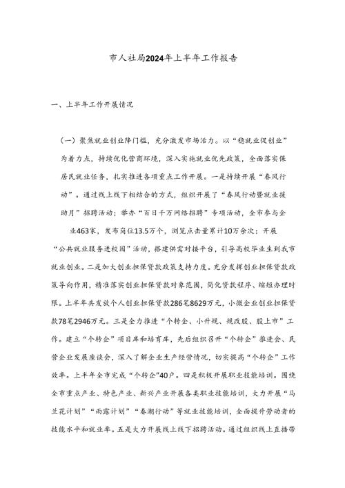市人社局2024年上半年工作报告.docx