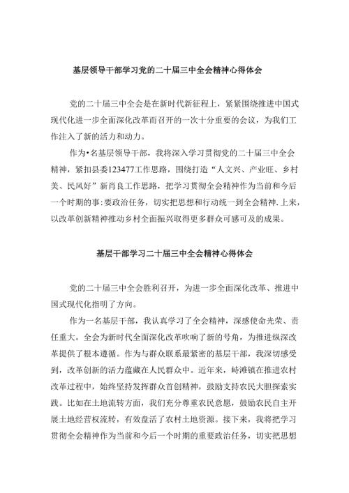 基层领导干部学习党的二十三中全会精神心得体会8篇（精选）.docx