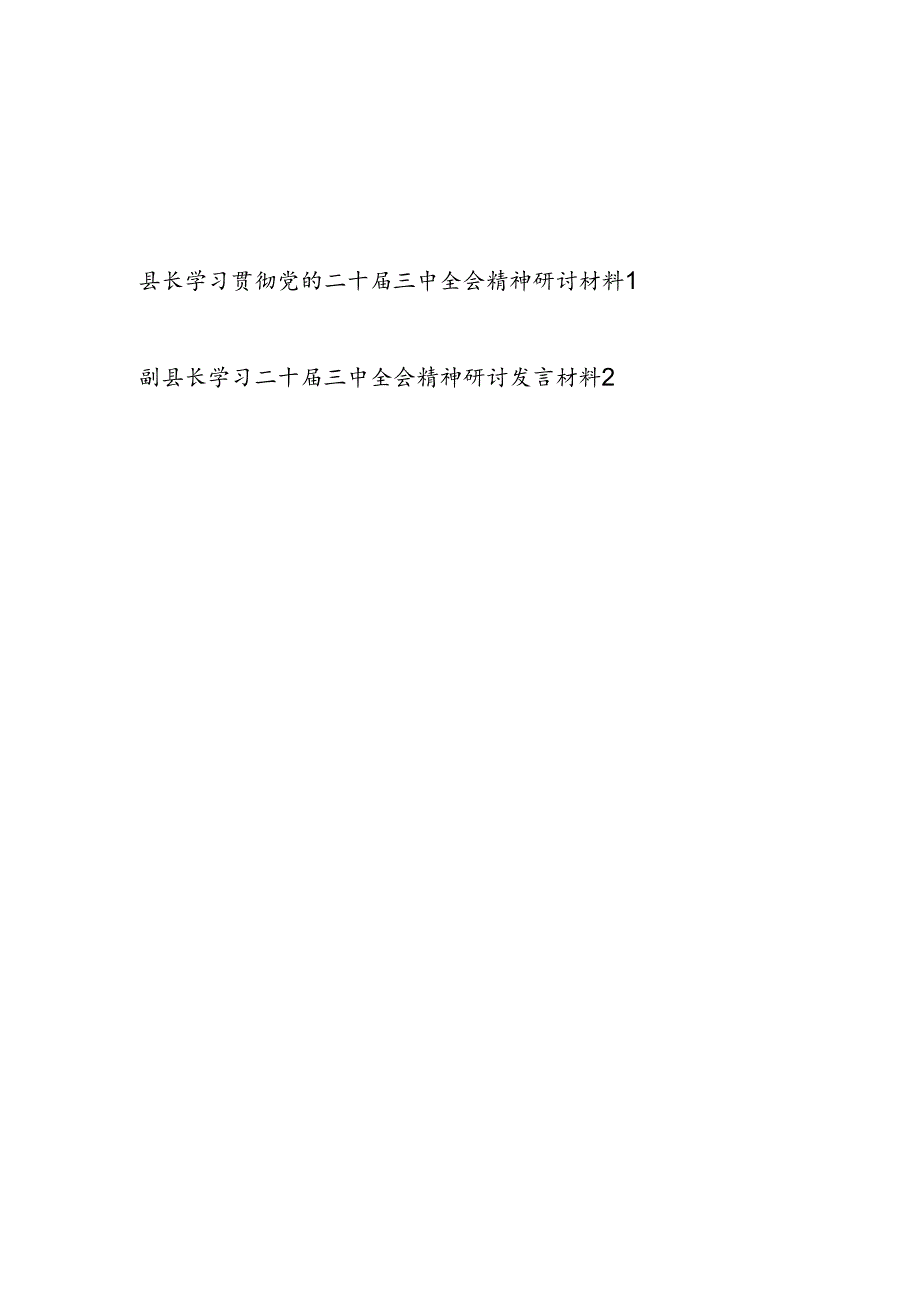 县长副县长学习贯彻党的二十三中全会精神研讨发言材料2篇.docx_第1页