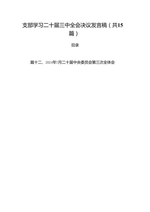 15篇支部学习二十三中全会决议发言稿（详细）.docx