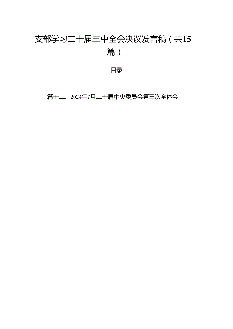 15篇支部学习二十三中全会决议发言稿（详细）.docx_第1页