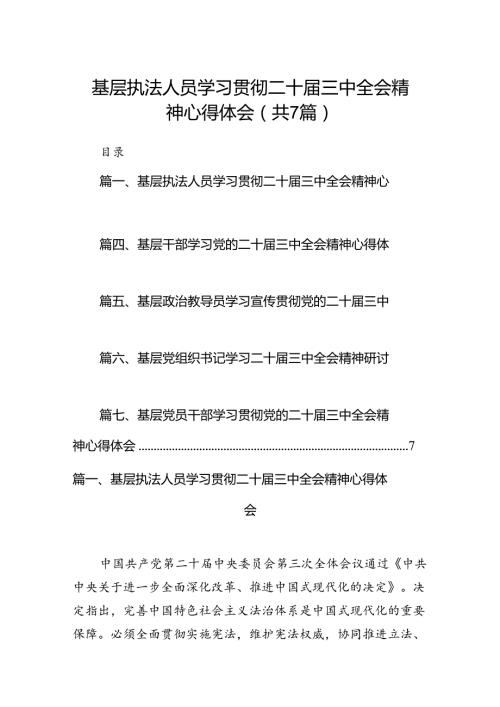 基层执法人员学习贯彻二十三中全会精神心得体会7篇（精选版）.docx