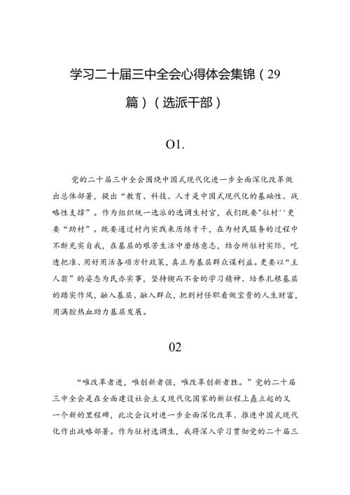 学习二十三中全会心得体会集锦（29篇）（选派干部）.docx