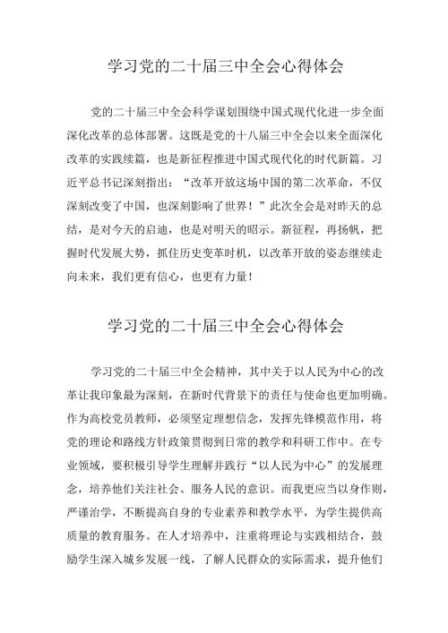 学习2024年党的二十三中全会个人心得体会 （12份）.docx
