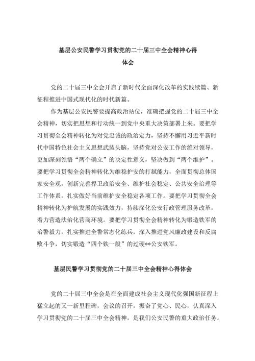 基层公安民警学习贯彻党的二十三中全会精神心得体会范本8篇（最新版）.docx