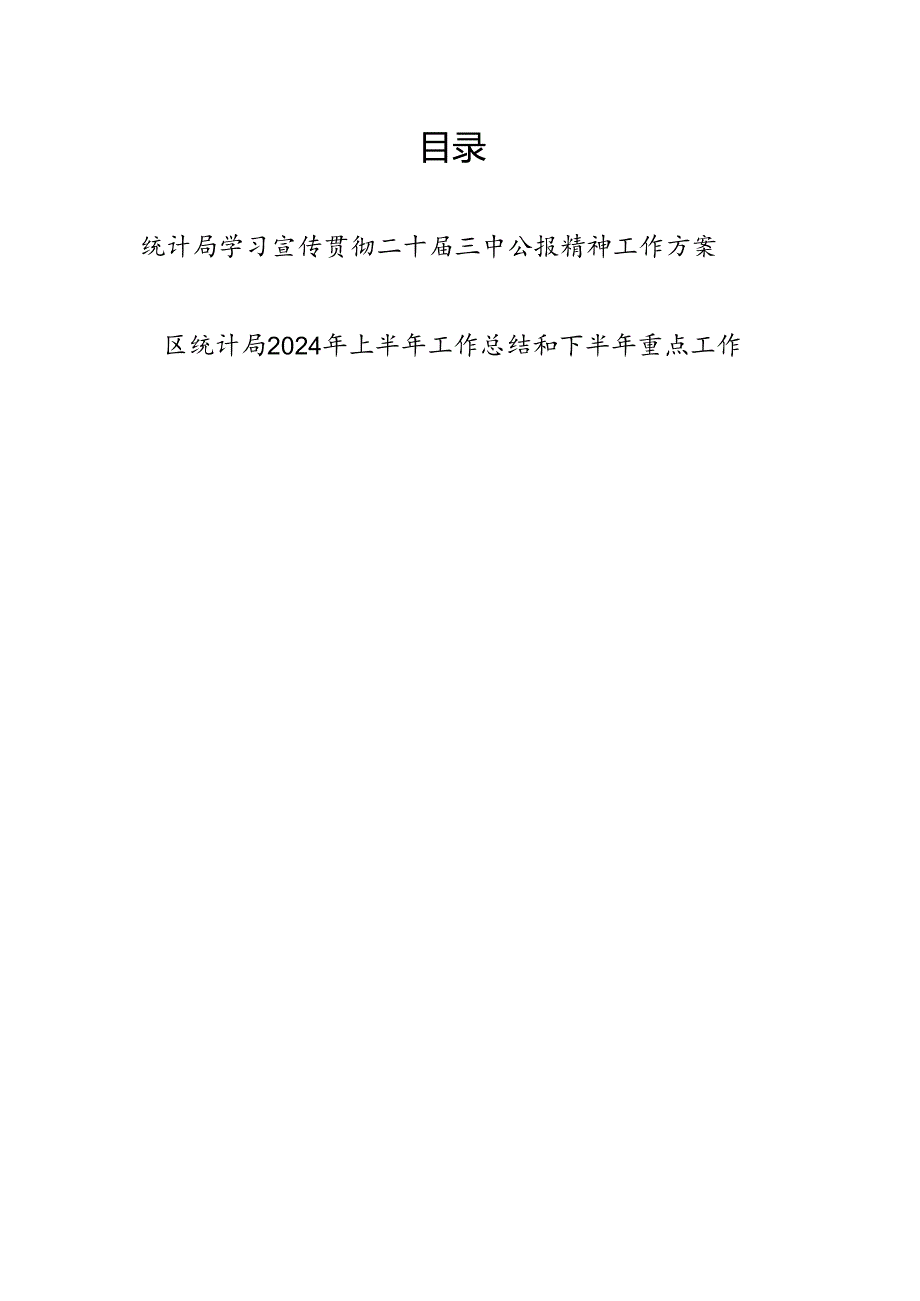 统计局学习宣传贯彻二十三中公报精神工作实施方案和2024年上半年工作总结和下半年计划安排.docx_第1页