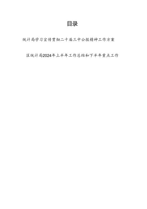 统计局学习宣传贯彻二十三中公报精神工作实施方案和2024年上半年工作总结和下半年计划安排.docx
