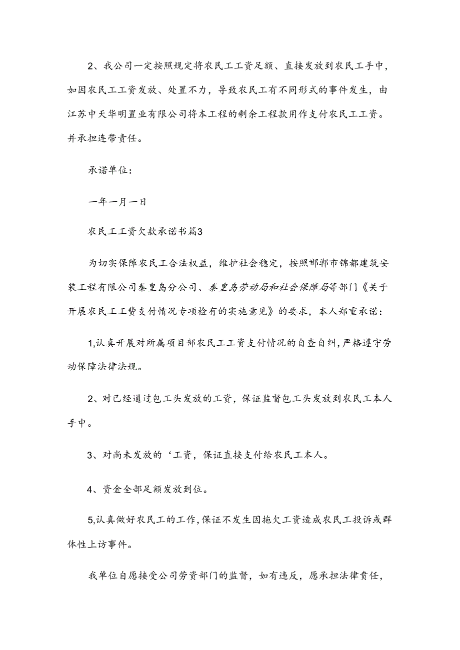 农民工工资欠款承诺书（31篇）.docx_第2页