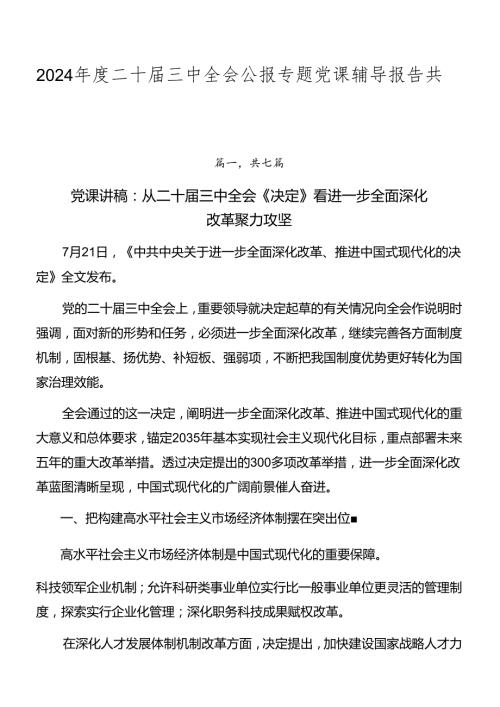 2024二十三中全会公报专题党课辅导报告共七篇.docx