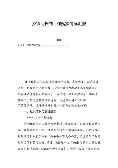 乡镇河长制工作落实情况汇报.docx