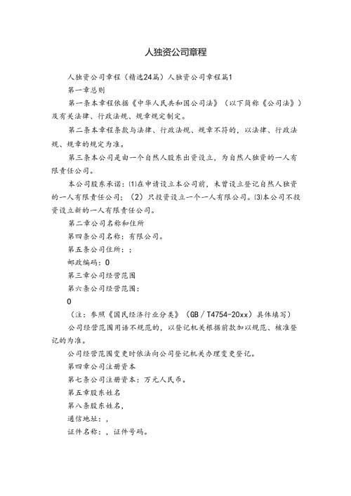 人独资公司章程.docx