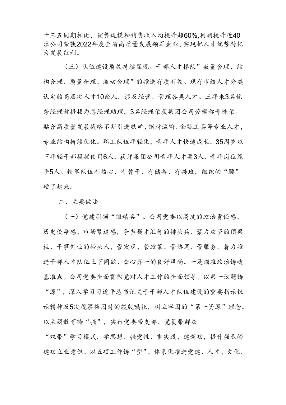 国企党委关于干部人才队伍建设工作情况的报告.docx_第2页