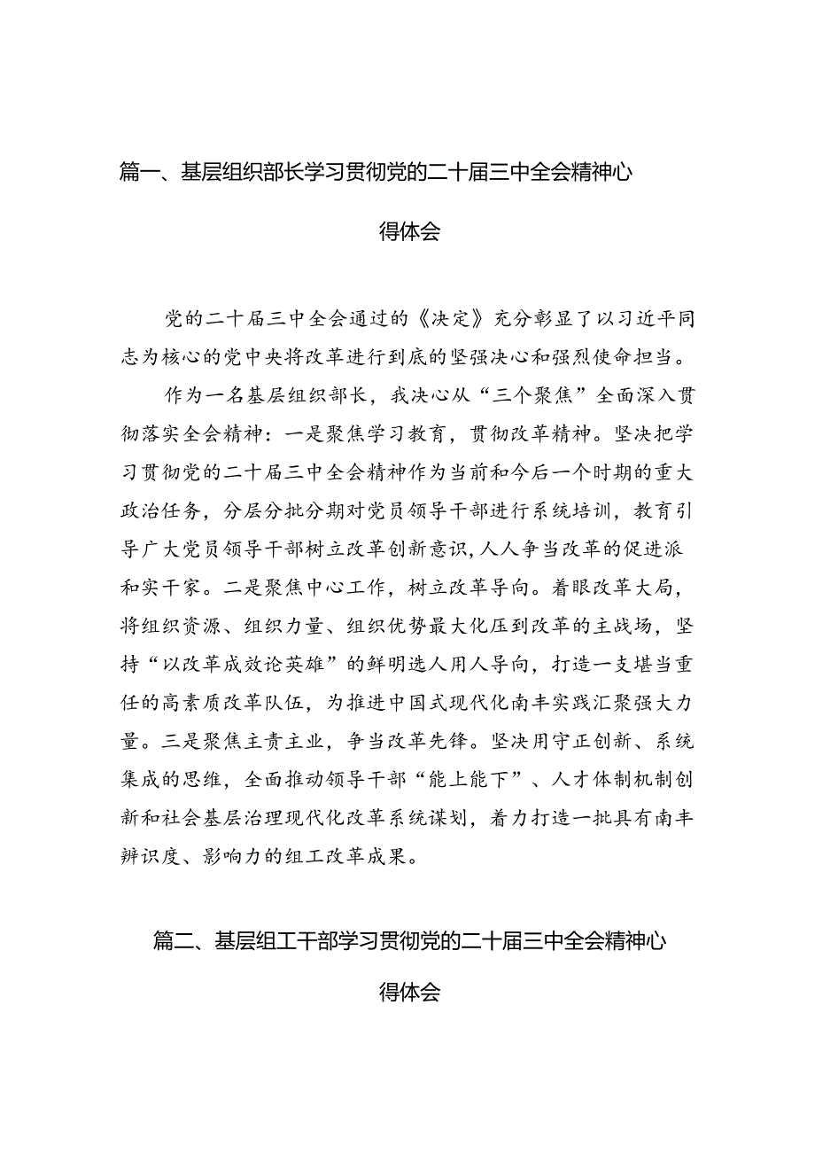 基层组织部长学习贯彻党的二十三中全会精神心得体会12篇（详细版）.docx_第3页