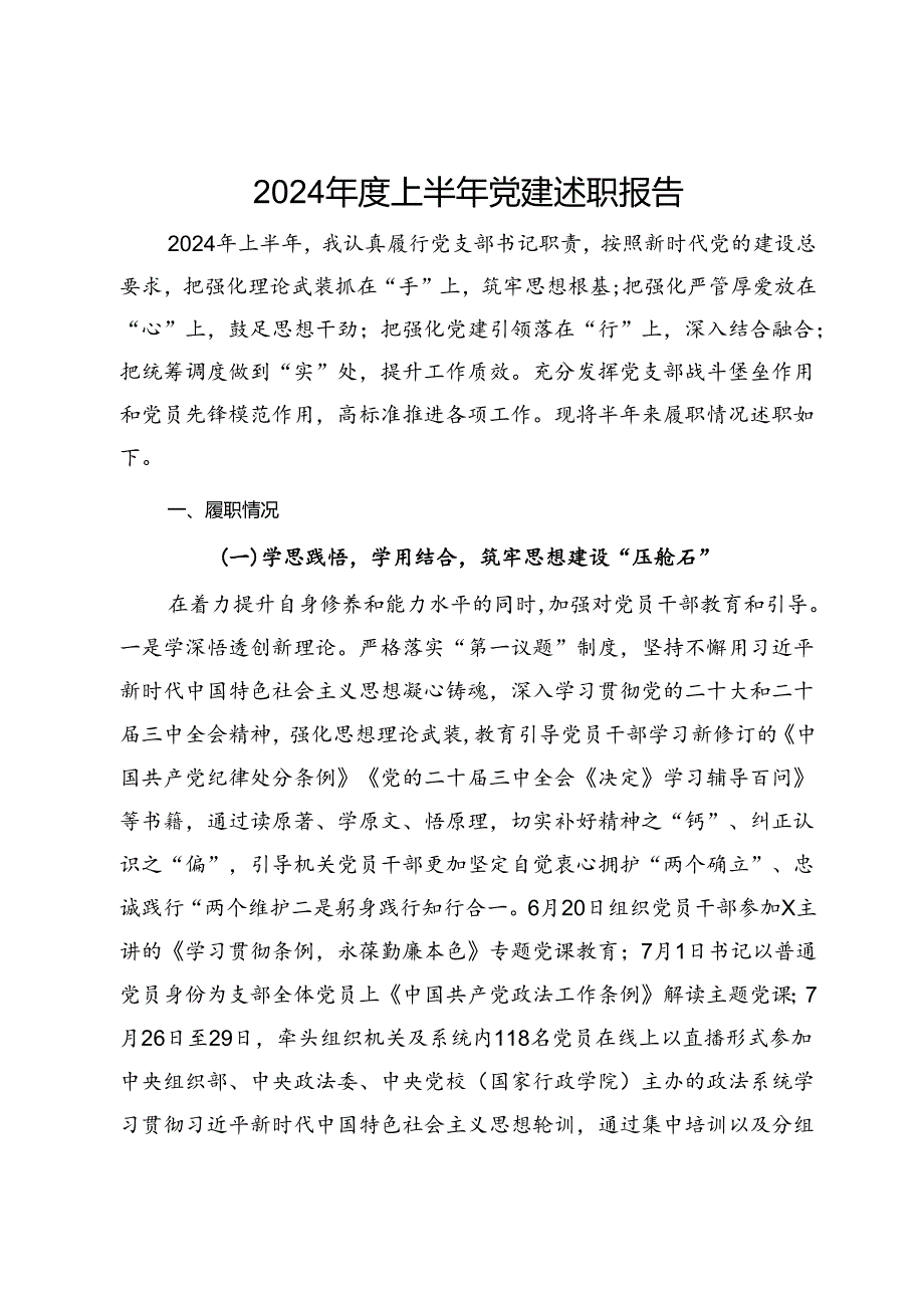 党支部书记2024上半年党建述职报告.docx_第1页