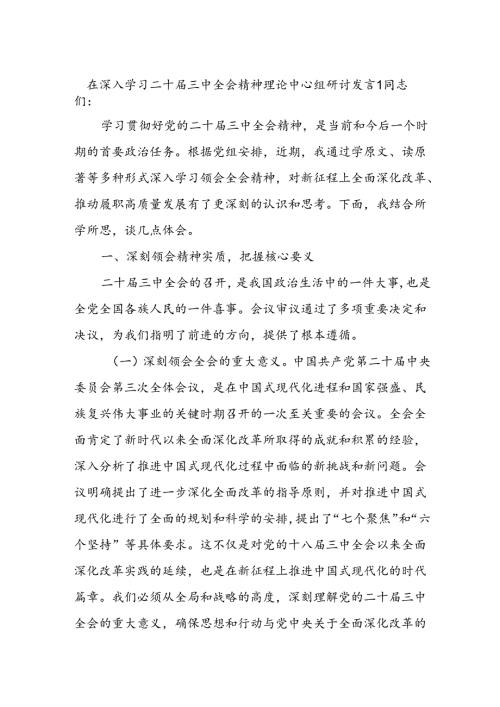 2025在理论中心组 深入学习党的二十三中全会精神的交流发言3篇.docx