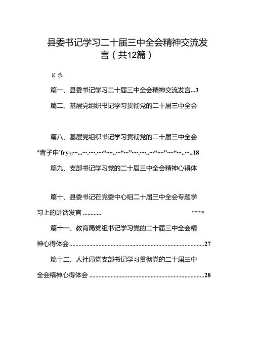 县委书记学习二十三中全会精神交流发言12篇（精选）.docx
