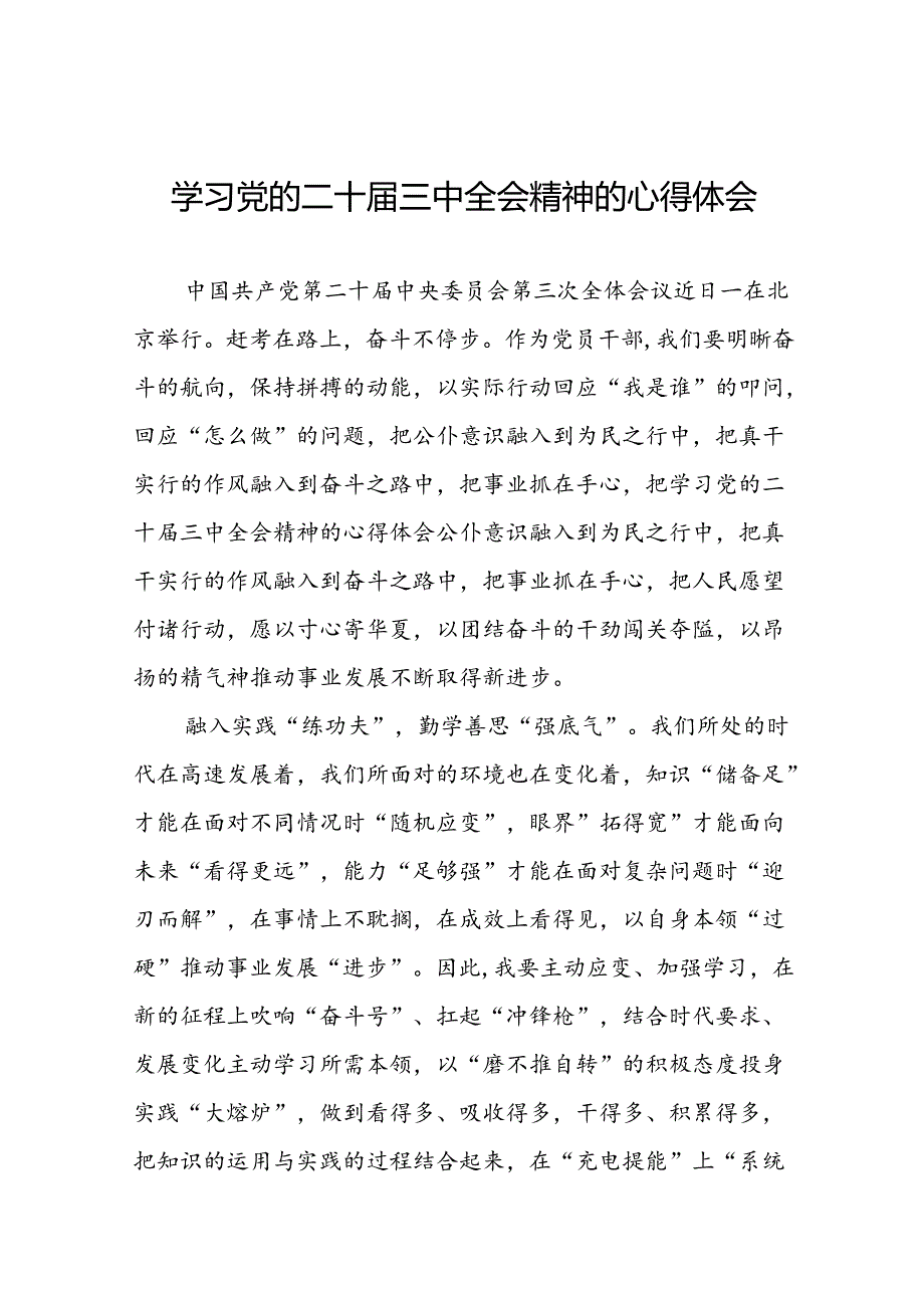2024党员学习贯彻党的二十三中全会精神心得体会十四篇.docx_第1页