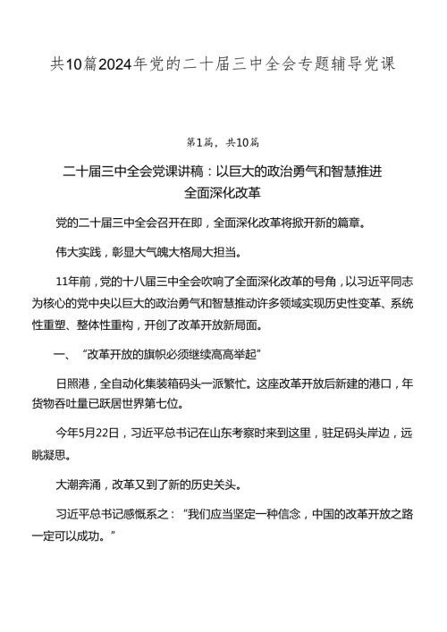 共10篇2024年党的二十三中全会专题辅导党课讲稿.docx