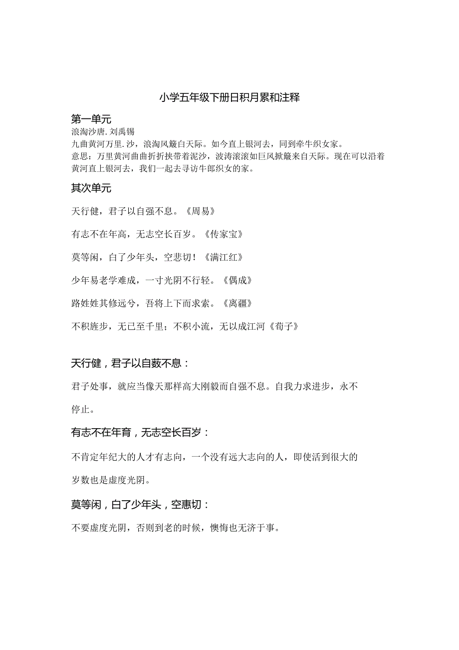 小学五年级下册日积月累及注释.docx_第1页