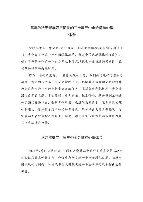 基层政法干警学习贯彻党的二十三中全会精神心得体会7篇供参考.docx