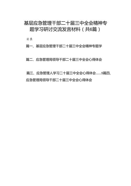 基层应急管理干部二十三中全会精神专题学习研讨交流发言材料六篇（精选版）.docx
