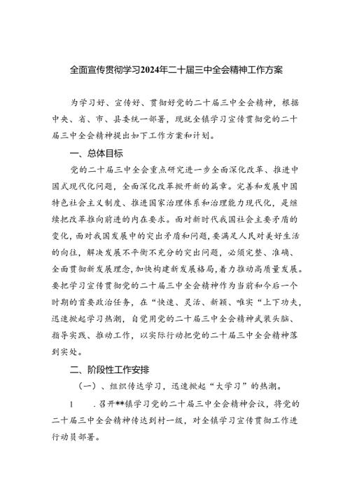 （8篇）全面宣传贯彻学习2024年二十三中全会精神工作方案（精选）.docx