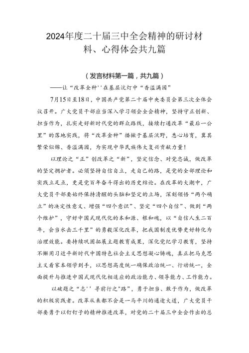 2024二十三中全会精神的研讨材料、心得体会共九篇.docx