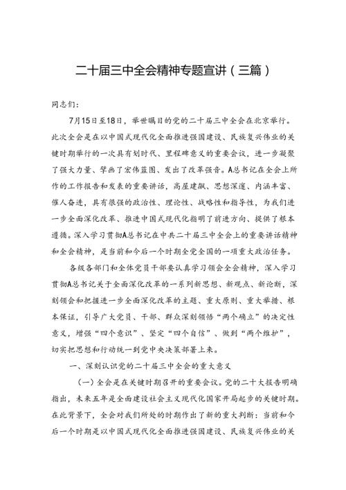 二十三中全会精神专题宣讲（三篇）.docx
