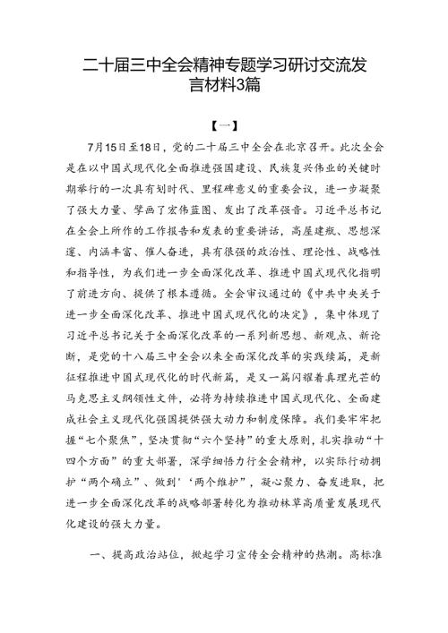 二十三中全会精神专题学习研讨交流发言材料3篇.docx
