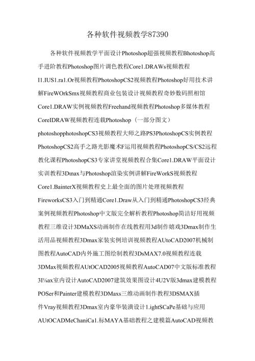 各种软件视频教学87390.docx