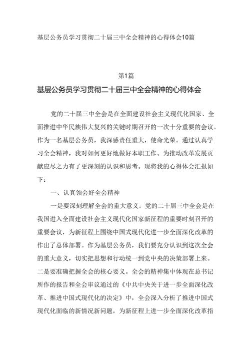 基层公务员学习贯彻二十三中全会精神的研讨发言10篇.docx