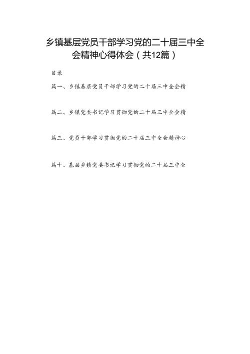 乡镇基层党员干部学习党的二十三中全会精神心得体会12篇（详细版）.docx
