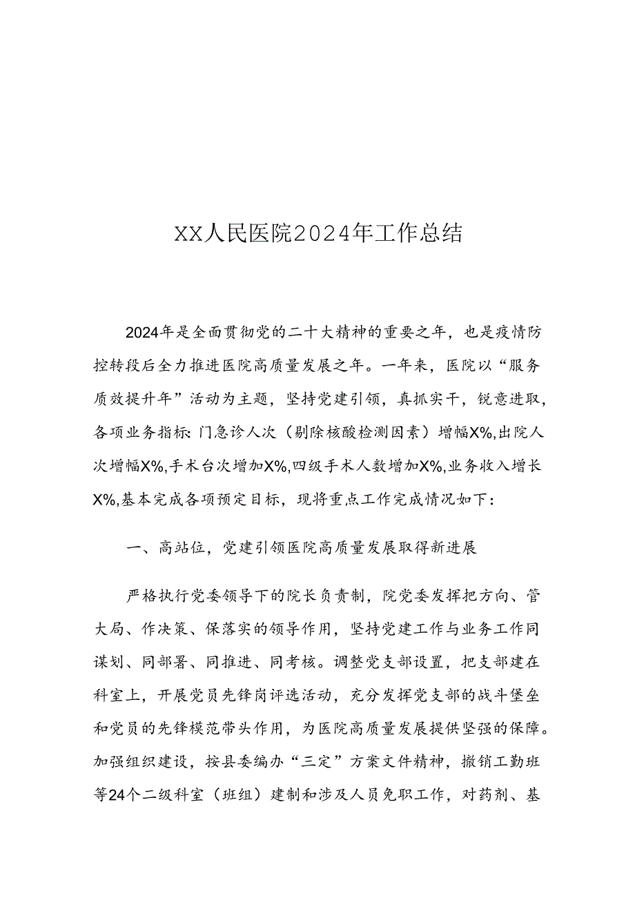 XX人民医院2024年工作总结.docx_第1页