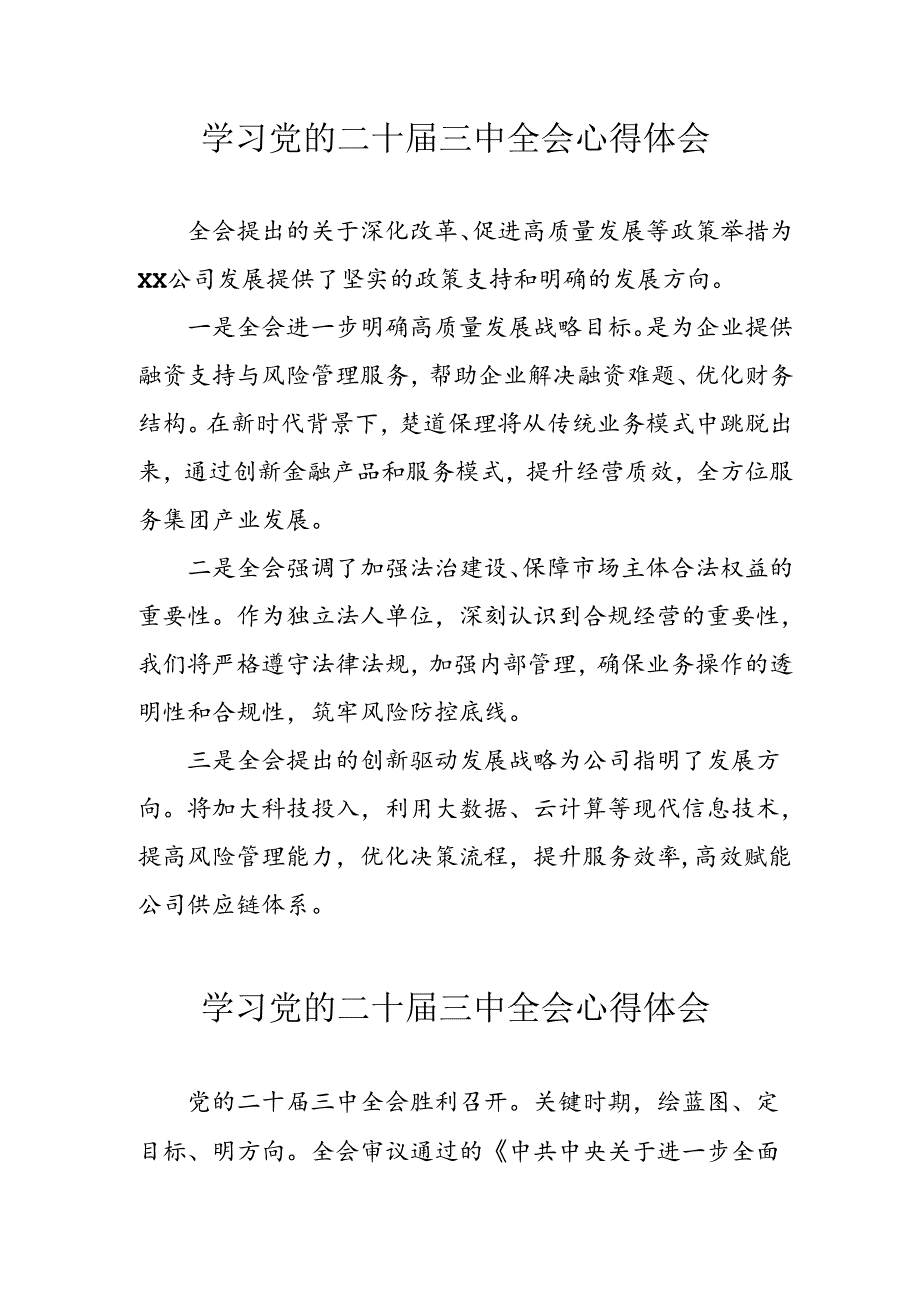 学习2024年学习党的二十三中全会个人心得感悟 （3份）49(1).docx_第1页