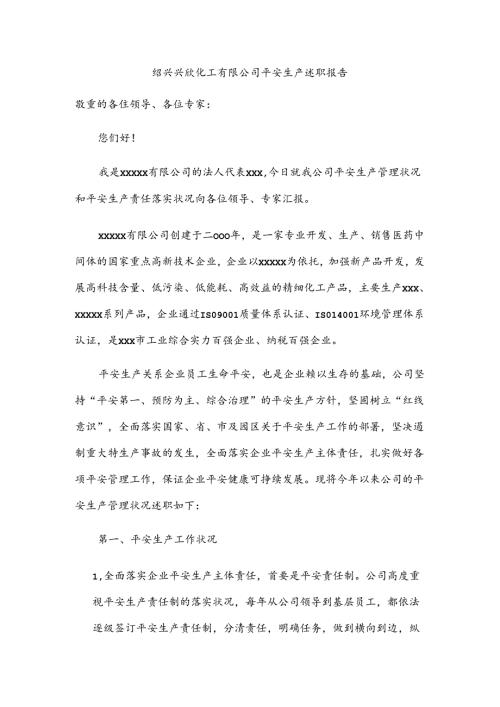 化工有限公司安全生产述职报告.docx