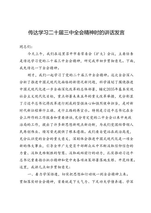 传达学习二十三中全会精神时的讲话发言.docx