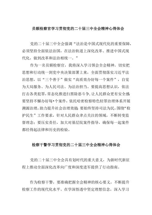 员额检察官学习贯彻党的二十三中全会精神心得体会8篇（最新版）.docx