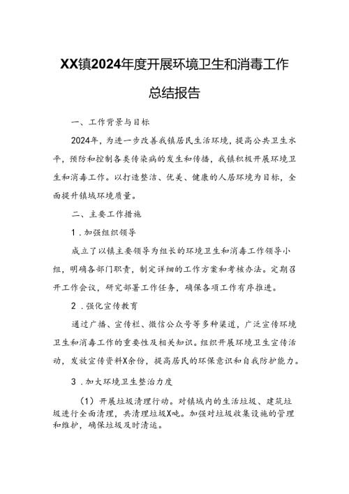 XX镇2024开展环境卫生和消毒工作总结报告.docx