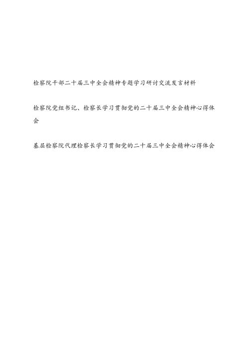 检察院党员干部党组书记检察长学习贯彻党的二十三中全会精神心得体会研讨交流发言材料3篇.docx